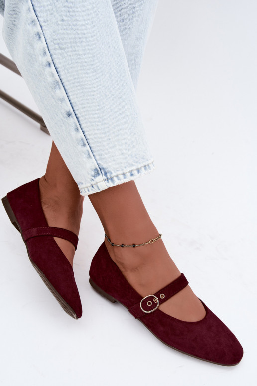 Ballerines style Mary Jane couleur bordeaux Nolenne