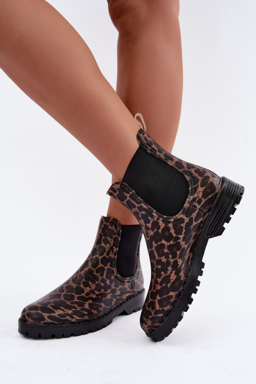 Bottes en caoutchouc pour femmes avec inserts élastiques et imprimé léopard Ciariel