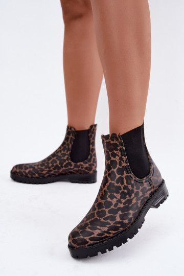 Bottes en caoutchouc pour femmes avec inserts élastiques et imprimé léopard Ciariel 2