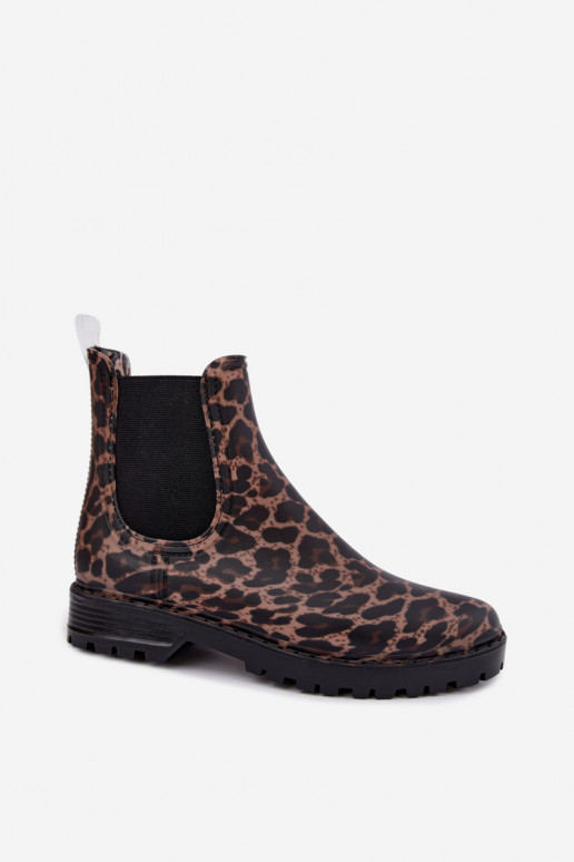 Bottes en caoutchouc pour femmes avec inserts élastiques et imprimé léopard Ciariel