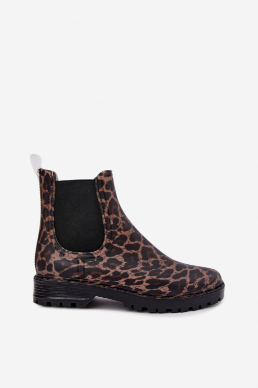 Bottes en caoutchouc pour femmes avec inserts élastiques et imprimé léopard Ciariel
