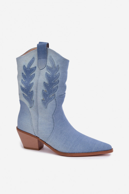 bottines style cowboy à enfiler avec talons en tissu denim Ferelle