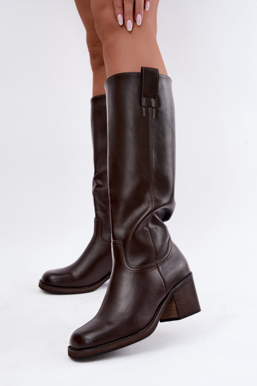 bottes hautes isolées avec talons en couleur marron Perrisa