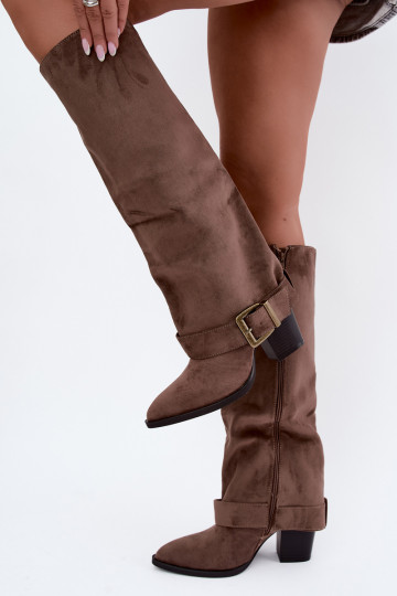 Bottes chaki à talons et boucles Mirea 2