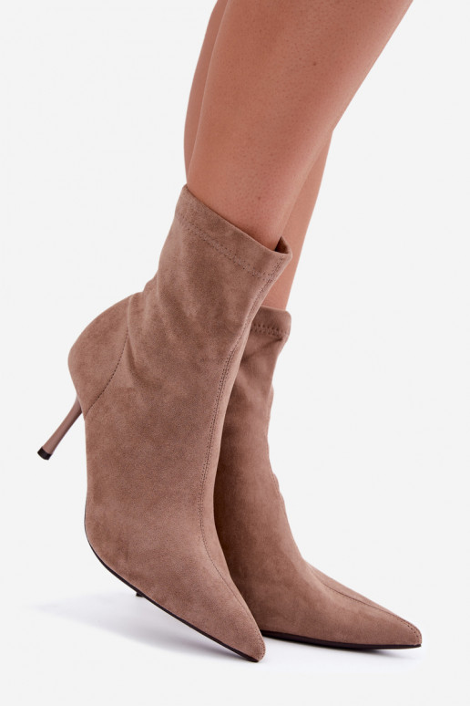 Bottines beiges à talons fins Nireya