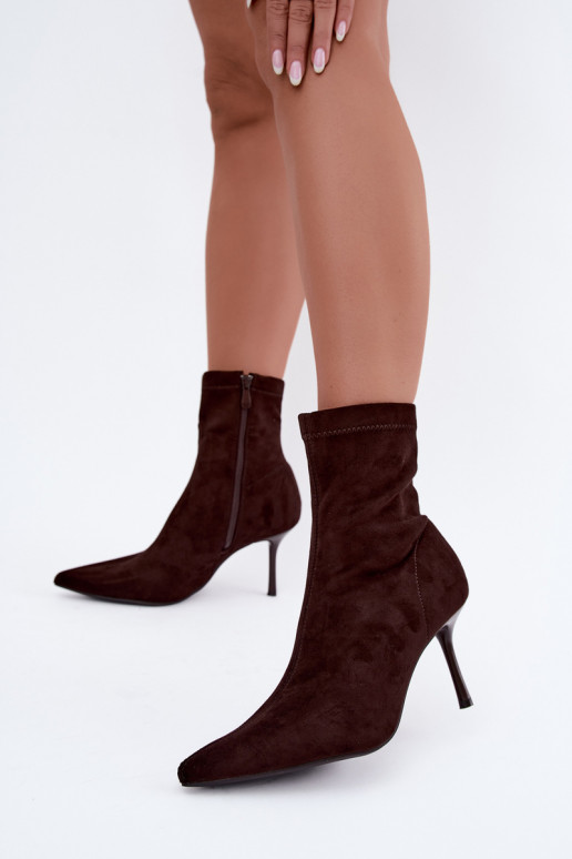 Bottines chocolat à talons fins Nireya