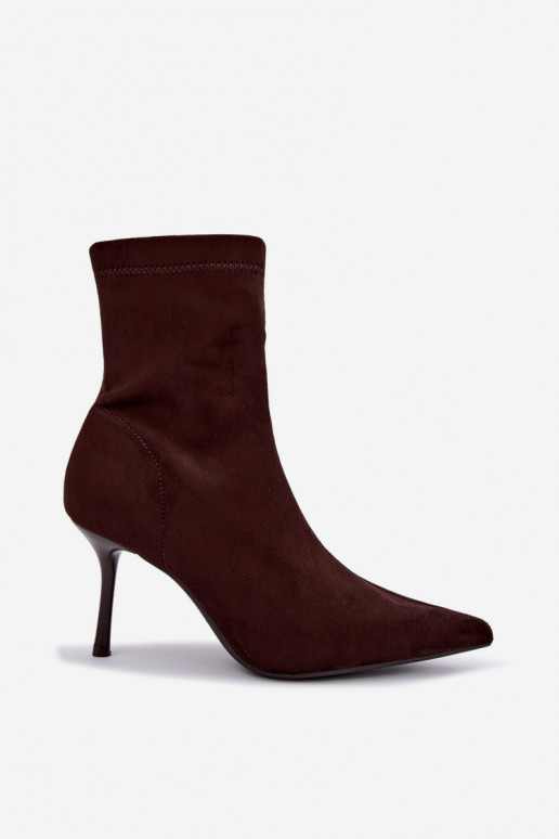 Bottines chocolat à talons fins Nireya