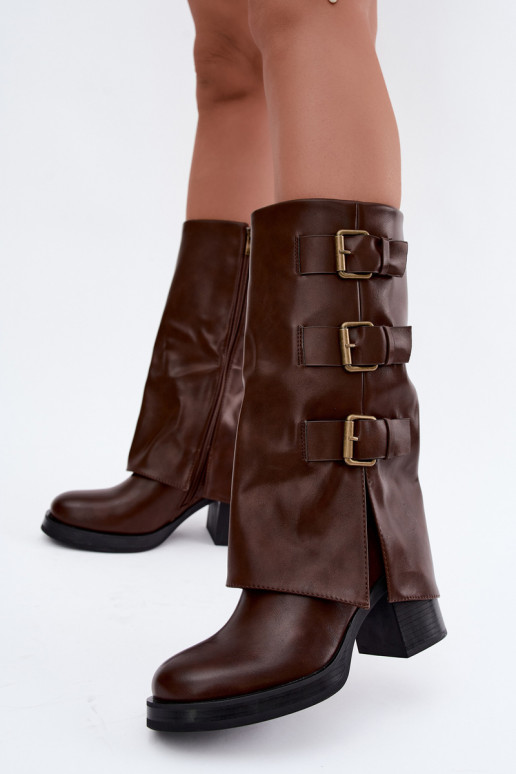 Bottes longues brunes chaudes avec boucles Astrella