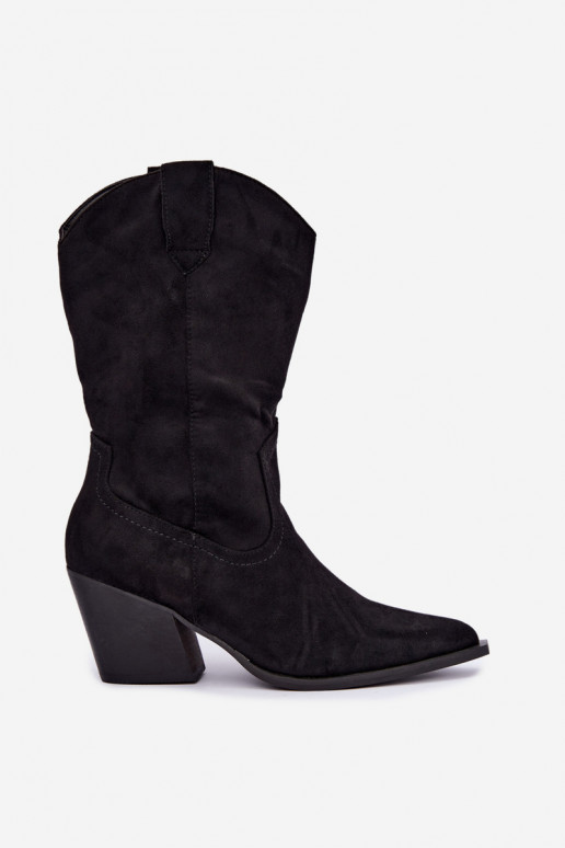 Bottines noires isolées de style cowboy avec talons Serenza