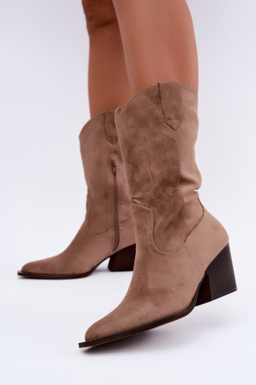 Bottines beiges isolées de style cowboy avec talons Serenza 2