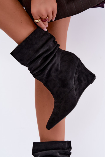 Bottines noires froissées avec plateforme Thalene