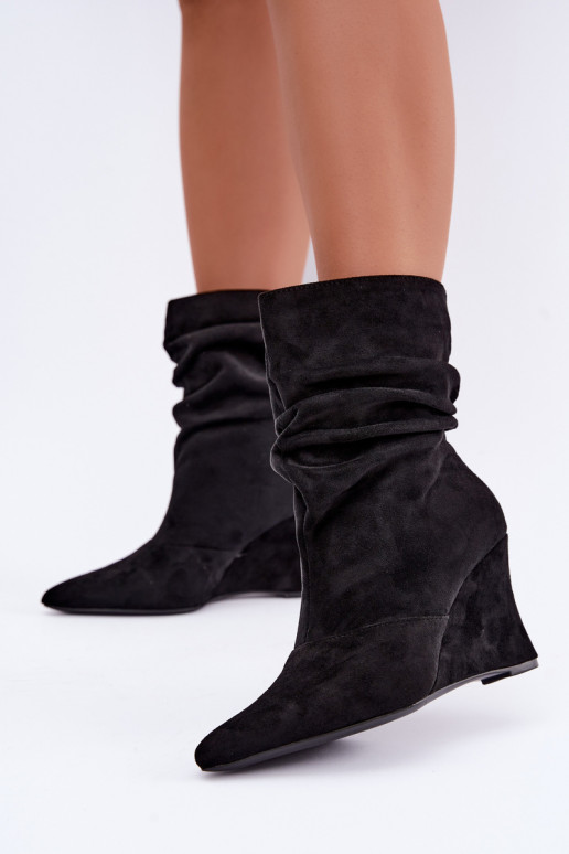 Bottines noires froissées avec plateforme Thalene