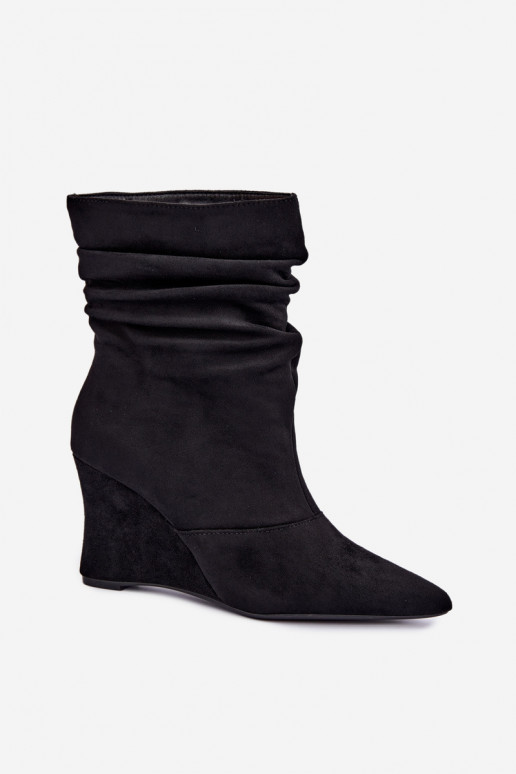 Bottines noires froissées avec plateforme Thalene