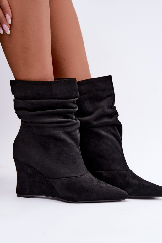 Bottines noires froissées avec plateforme Thalene