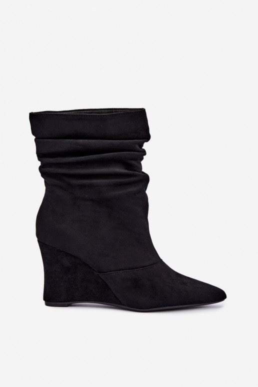Bottines noires froissées avec plateforme Thalene