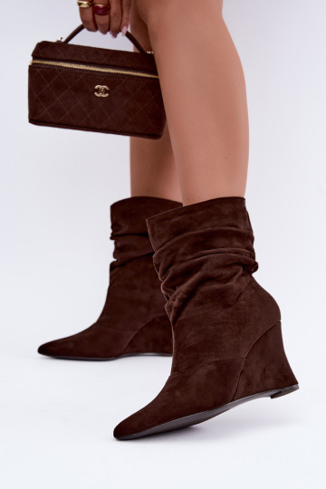 Bottines brunes froissées avec plateforme Thalene 2