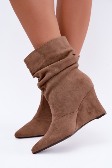 Bottines beiges froissées avec plateforme Thalene