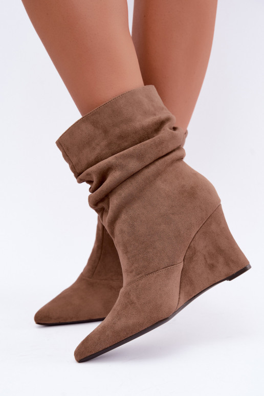 Bottines beiges froissées avec plateforme Thalene