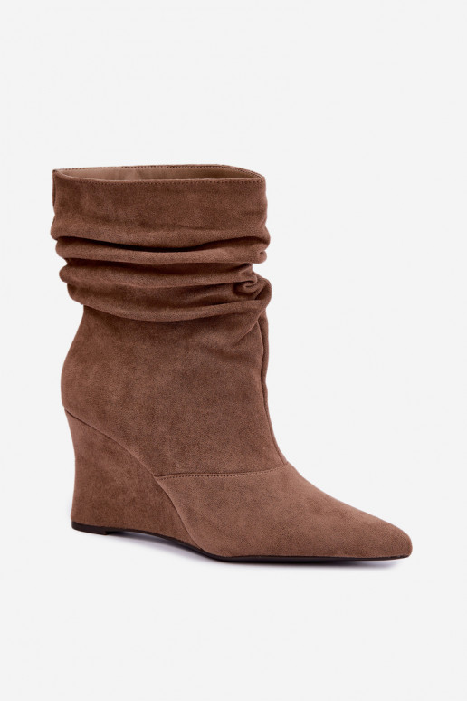 Bottines beiges froissées avec plateforme Thalene