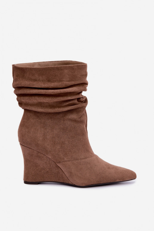 Bottines beiges froissées avec plateforme Thalene