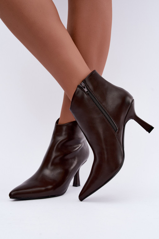 Bottines chocolat à bouts pointus Florenne
