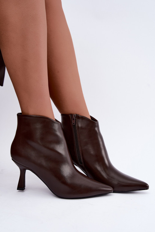 Bottines chocolat à bouts pointus Florenne