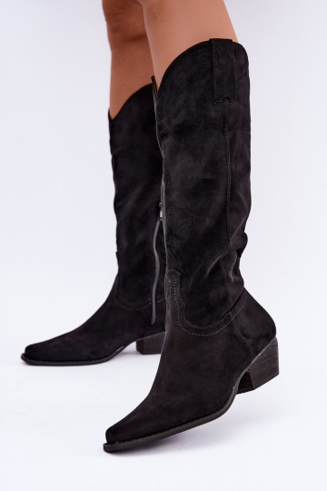 Bottes cowboy noires à talon bas Grisel 2