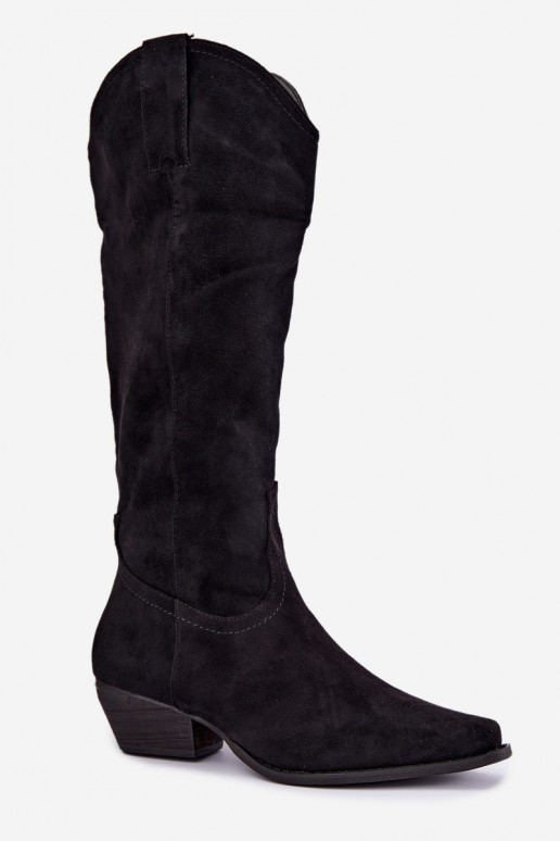 Bottes cowboy noires à talon bas Grisel