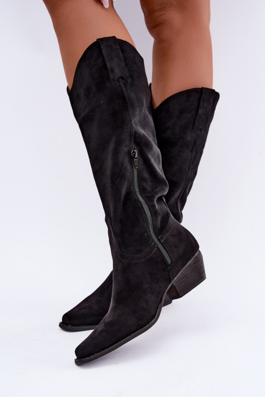 Bottes cowboy noires à talon bas Grisel