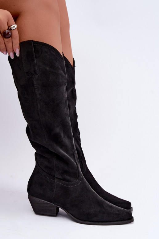 Bottes cowboy noires à talon bas Grisel
