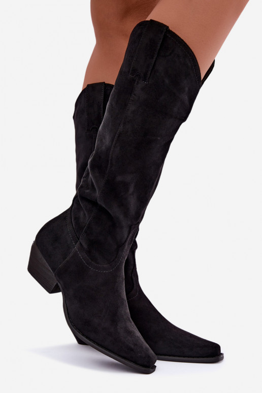 Bottes cowboy noires à talon bas Grisel