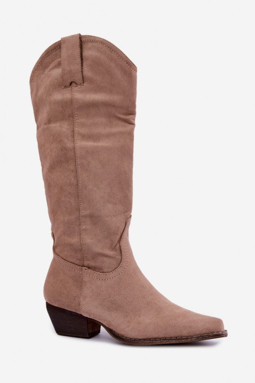 Bottes cowboy beiges à talon bas Grisel