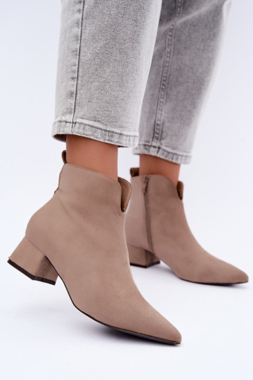 Bottines beiges à bouts pointus Klocke Heliara