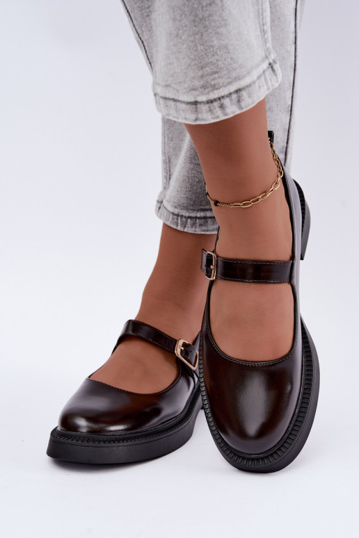Chaussures chocolat à talons larges Lareine