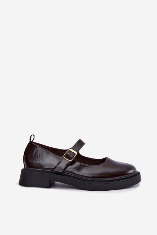 Chaussures chocolat à talons larges Lareine