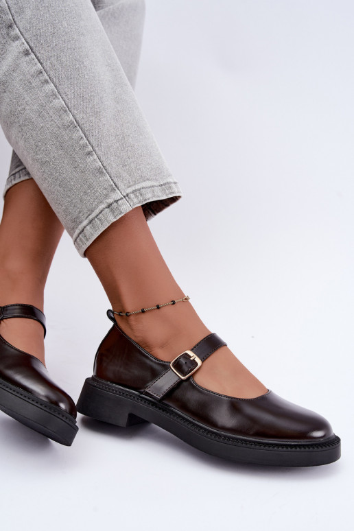 Chaussures chocolat à talons larges Lareine