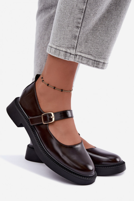 Chaussures chocolat à talons larges Lareine