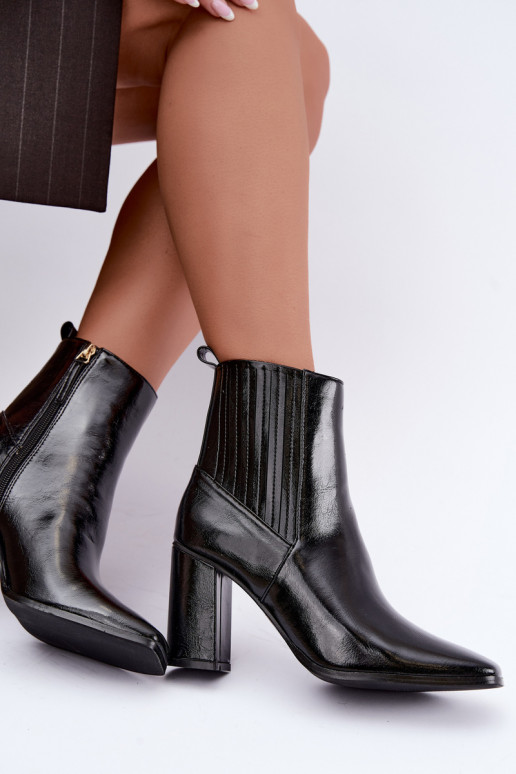 Bottines noires avec effet verni Kallista