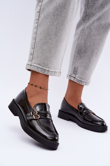 Mocassins noirs pour femmes avec sangles Perline 2