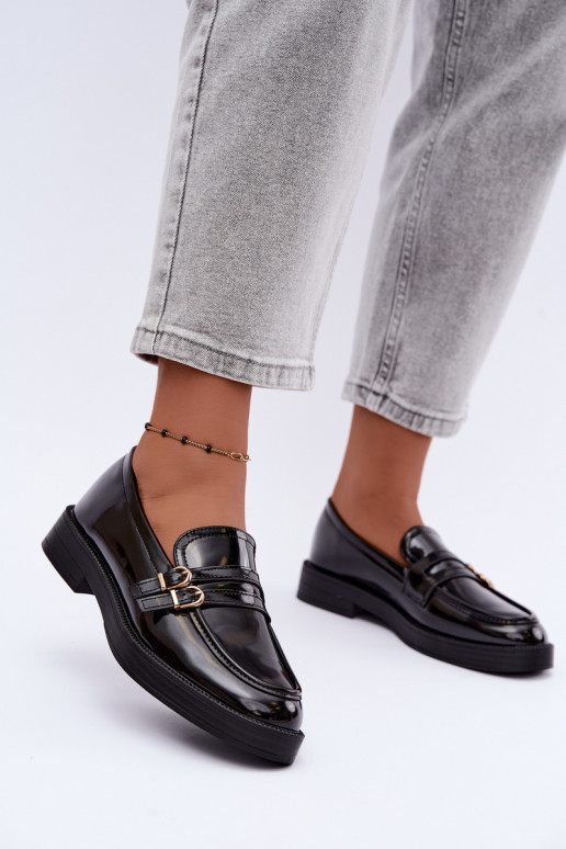 Mocassins noirs pour femmes avec sangles Perline