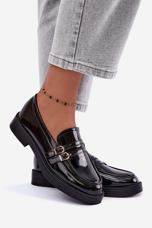 Mocassins noirs pour femmes avec sangles Perline