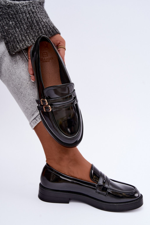 Mocassins noirs pour femmes avec sangles Perline