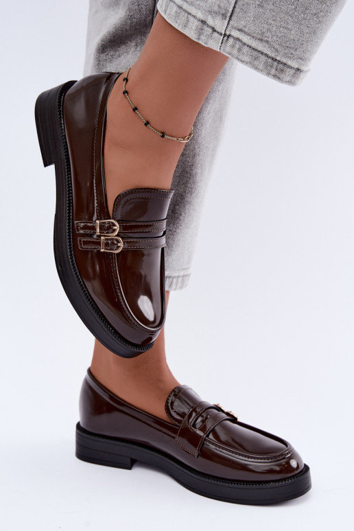 Mocassins chocolat pour femmes avec sangles Perline