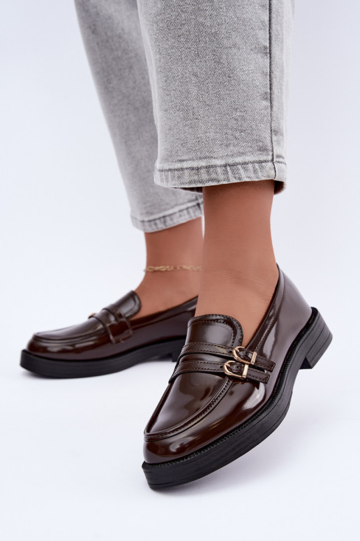 Mocassins chocolat pour femmes avec sangles Perline