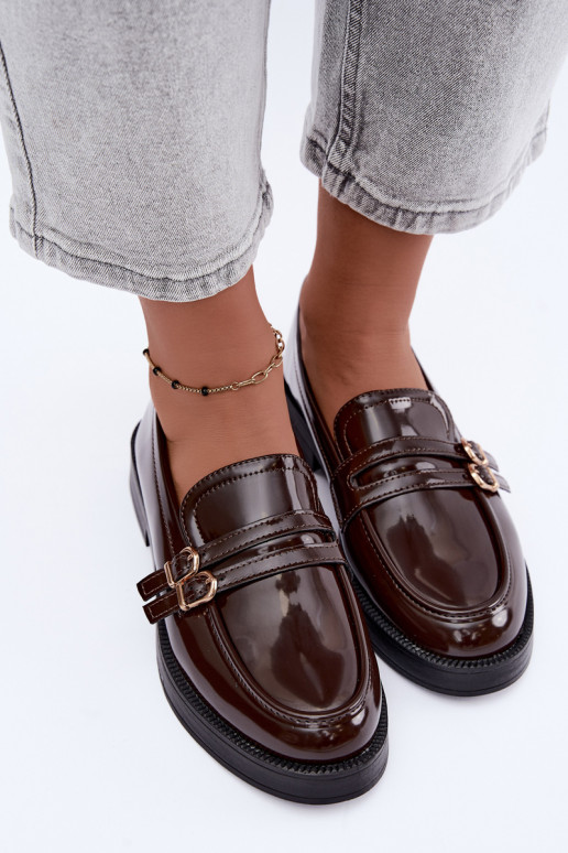 Mocassins chocolat pour femmes avec sangles Perline