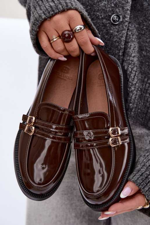 Mocassins chocolat pour femmes avec sangles Perline