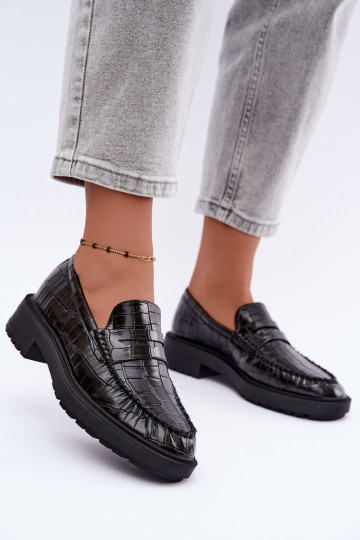 Mocassins noirs avec embossage Rhosyn