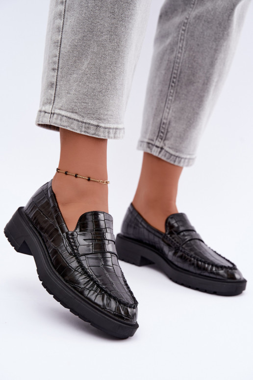 Mocassins noirs avec embossage Rhosyn