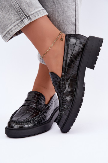 Mocassins noirs avec embossage Rhosyn 2