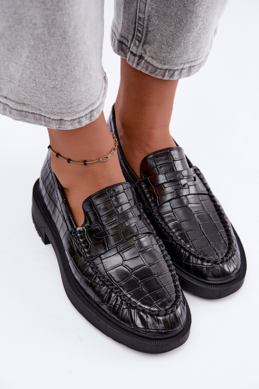 Mocassins noirs avec embossage Rhosyn